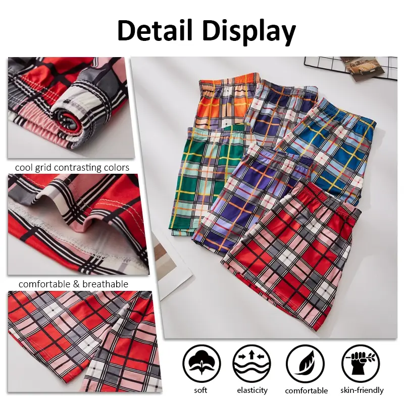 3PCS Grid Casual Men's Boxer Short Comfortable Breathable Home Sleep Pants Personalized Interesting New Male Underwear S-XXL — image 7