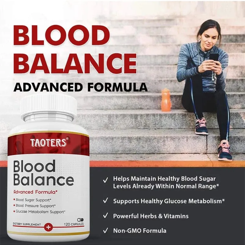 Natural Blood Balance Capsules - Vitamin C B6 12 Hawthorn Heart & Blood Sugar Balance Circulation Support Promotes Metabolism