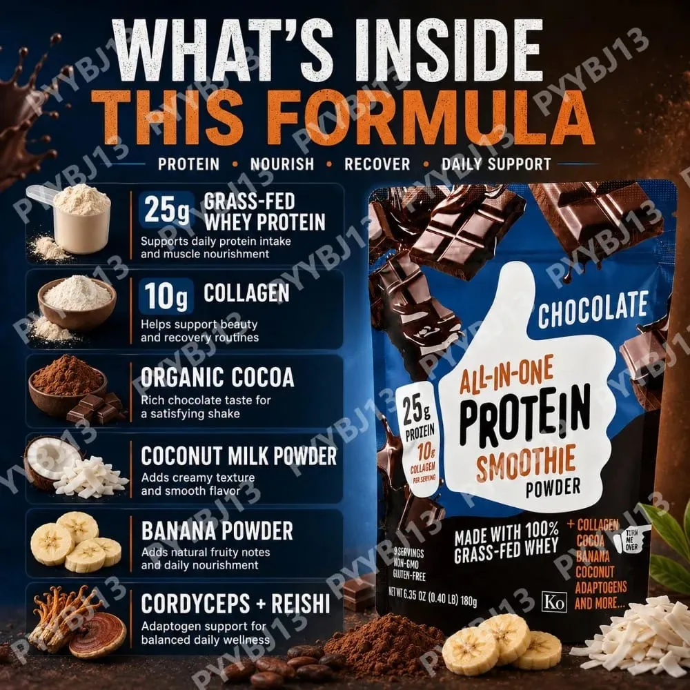 All-in-One Protein Powder Cookies Cream Protein Supplement Powder 25g Protein 10g Collagen Grass-Fed Whey For Men & Women 180g — image 3