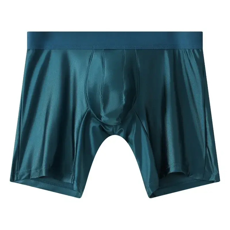 Bright Silky Smooth Underwear Men Stretch Satin Seamless Long Leg Boxer Shorts Bugle Pouch Sport Underpant Club Party Lingerie — image 13