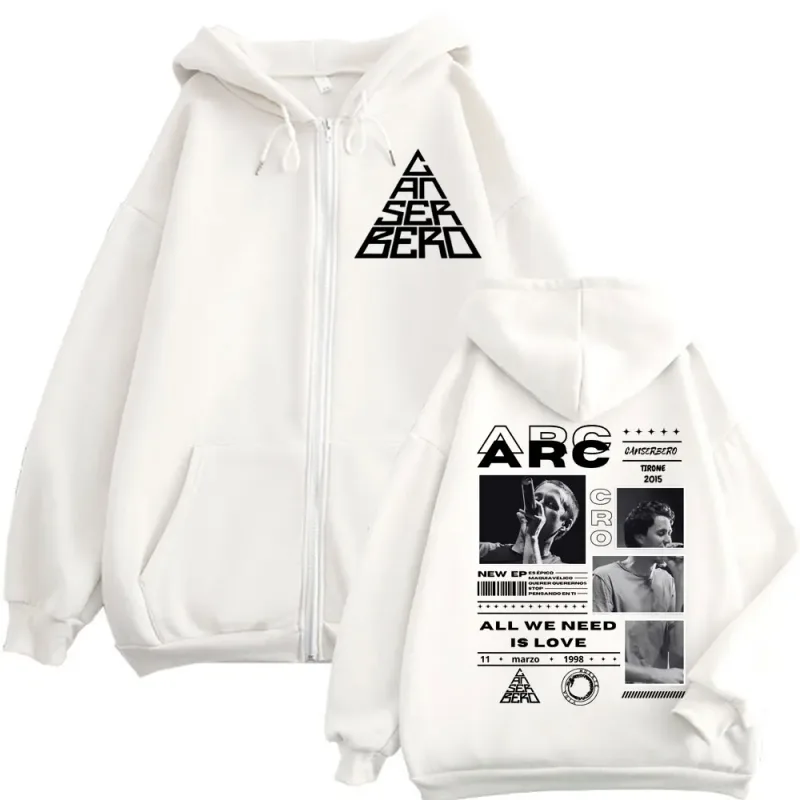 Canserbero Allt vi behöver är kärlek Muerte Vida Merch Zipper Hoodie Herrmode Hip Hop Zip Up Sweatshirts Casual Fleece Pullovers — image 2