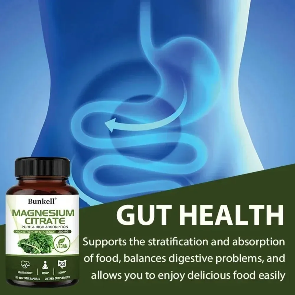 Magnesium Citrate Capsules 200 Mg - Maximum Absorption for Muscle Nerve Bone and Heart Health Gluten Free Non-GMO — image 6