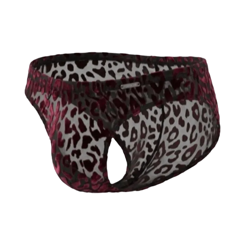 Quick Dry Ice Silk Men Briefs Lingerie Low Waist Sheer Underwear Convex Pouch Transparent Leopard Print Panties Male