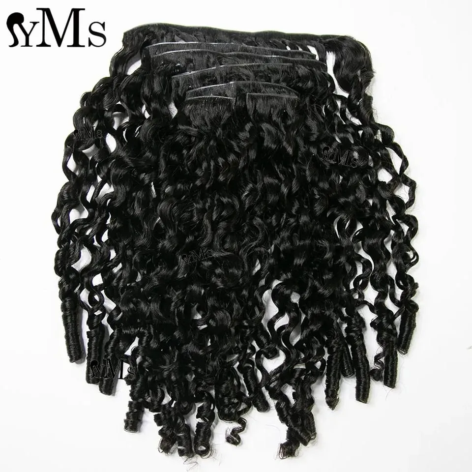 Water Burmese Curly Invisible Seamless Clip Ins Hair Extension YMS 3C4A Burmese Curly Invisible Clip In Full Head Wholesale — image 3