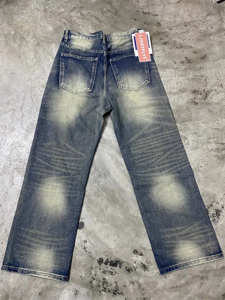 Men's Wide Leg Jeans Baggy Denim Pants Y2K Vintage Streetwear Loose Straight Casual Trousers — image 5