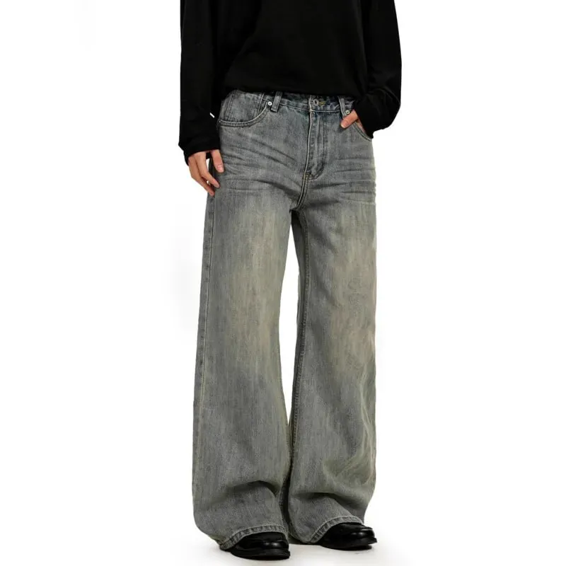 American Retro Minimalist Distressed Washed Men's Jeans Solid Full Length Causal Straight-leg Pants 2026 Spring News 9X1974