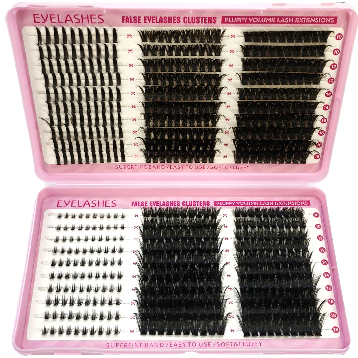 600PCS False Eyelash Cluster DIY Extended Mixing Disc Plump Clustered Single Piece Cat Eye False Eyelash Spikes+Bottom