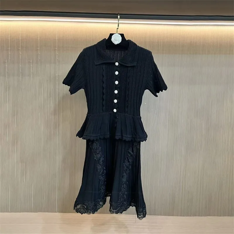 Y2K Summer New Arrival Elegant Knitted Mock Two-Piece Short Dress High-Quality Women's Fashion Casual Sweet Holiday Mini Skirt