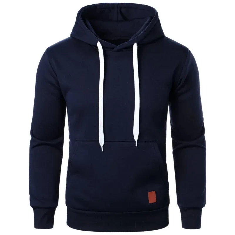 Lelaki Kasual Hooded Collar Drawstring Hoodies Baju Kemeja Lengan Panjang Luaran Streetwear Warna Pejal Pullover Ringan