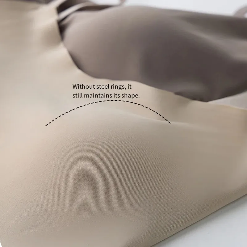 Fashion V-Neck Ice Silk Seamless One-piece Bottoming Tank Tops With Chest Pads Women Inner Top Beautiful Back Sling Long Vest — image 5