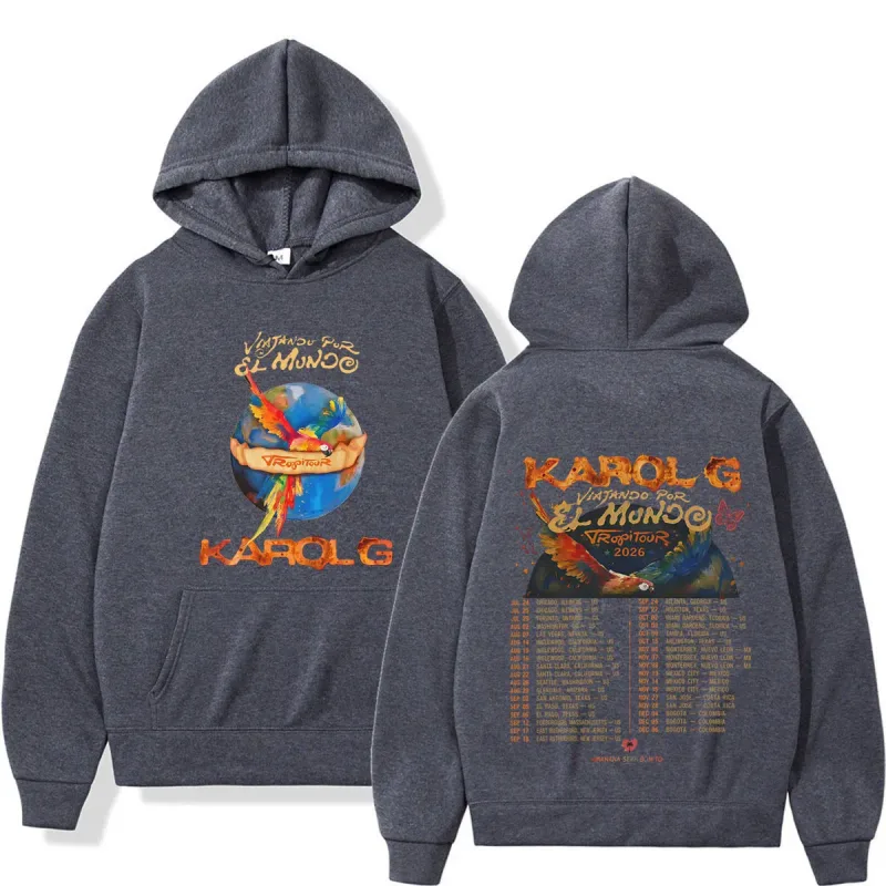 Karol G Viajando Por El Mundo Tropitour 2026 Graphics Hoodie Men Women Loose Casual Pullover Long Sleeves Fashion Sweatshirts — image 7