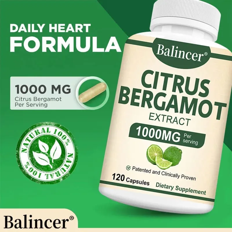 Citrus Bergamot Capsules 1000mg - Heart Health Blood Sugar Support Antioxidant Immune System Boost Helps with Overall Health