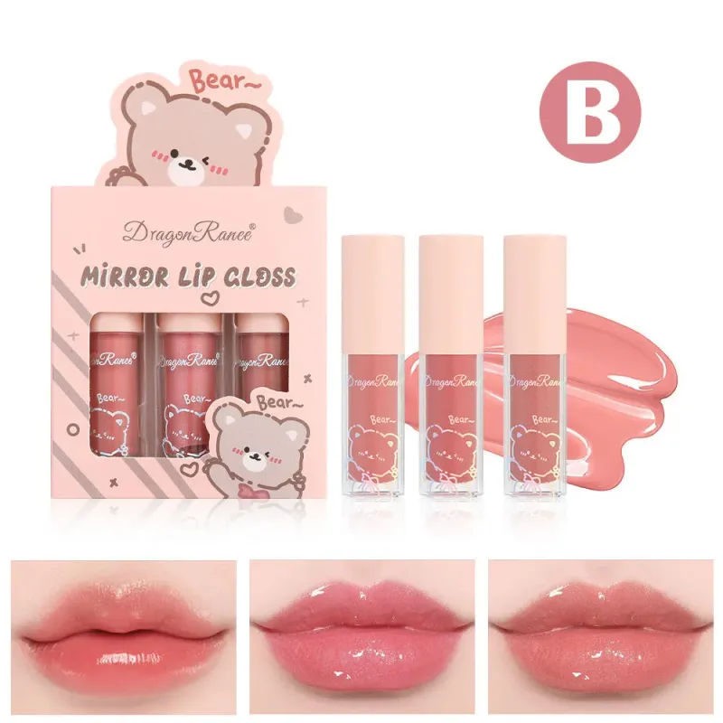 Dragão ranee 3 pçs espelho conjunto de brilho labial hidratante brilhante brilho labial hidratante pérola batom líquido dos desenhos animados conjuntos de brilho labial — image 8