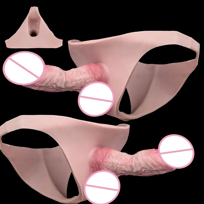 Silicone Strapon Hollow Penis Panties Ultra Real Penis Sleeve насадка на член 18+ Male Cock Extender Adult Sex Toys — image 6