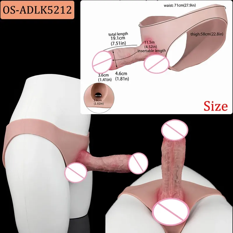 Silicone Strapon Hollow Penis Panties Ultra Real Penis Sleeve насадка на член 18+ Male Cock Extender Adult Sex Toys — image 14