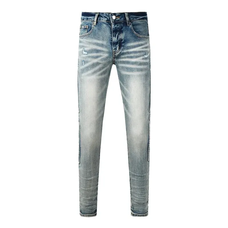 Fashion Americans Brands Men's Jeans Luxury Streetwear Holes Long Trousers Quality Male Stretch Slim Pants Skinny Trousers — image 17