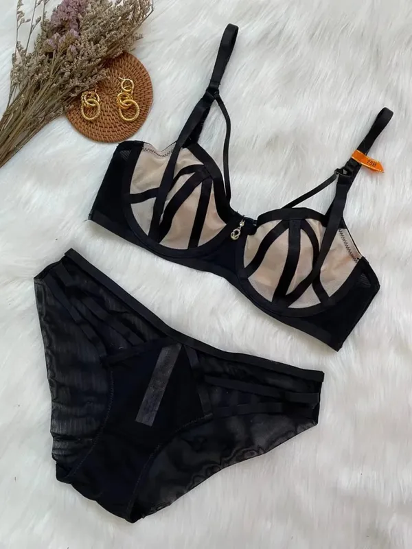 Sexy Lace Lingerie Set for Women Push Up Bra & Panty Set Sheer Mesh Underwear for Special Occasions — image 9