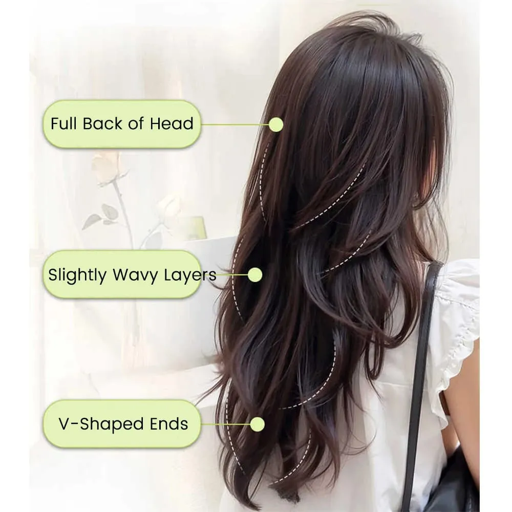 20Inch Synthetic Long Curly Wavy Layered U-Shaped Clip-in Hair Extension 4 Clip Heat Resistant Hairpiece for Women Daily Party — image 5