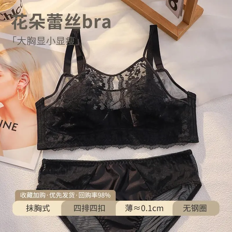 French Style Lace Strapless Bra Women Large Breast Minimizer Slimmer Sexy Beautiful Back Intimates Lingerie Size 34-44 M-XXXXL