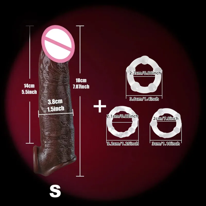 Manchon de pénis réaliste de 8 pouces, jouets sexuels pour hommes, préservatif en Silicone, manchon de pénis réutilisable, prolongateur de pénis, jouets pour Couples adultes — image 13