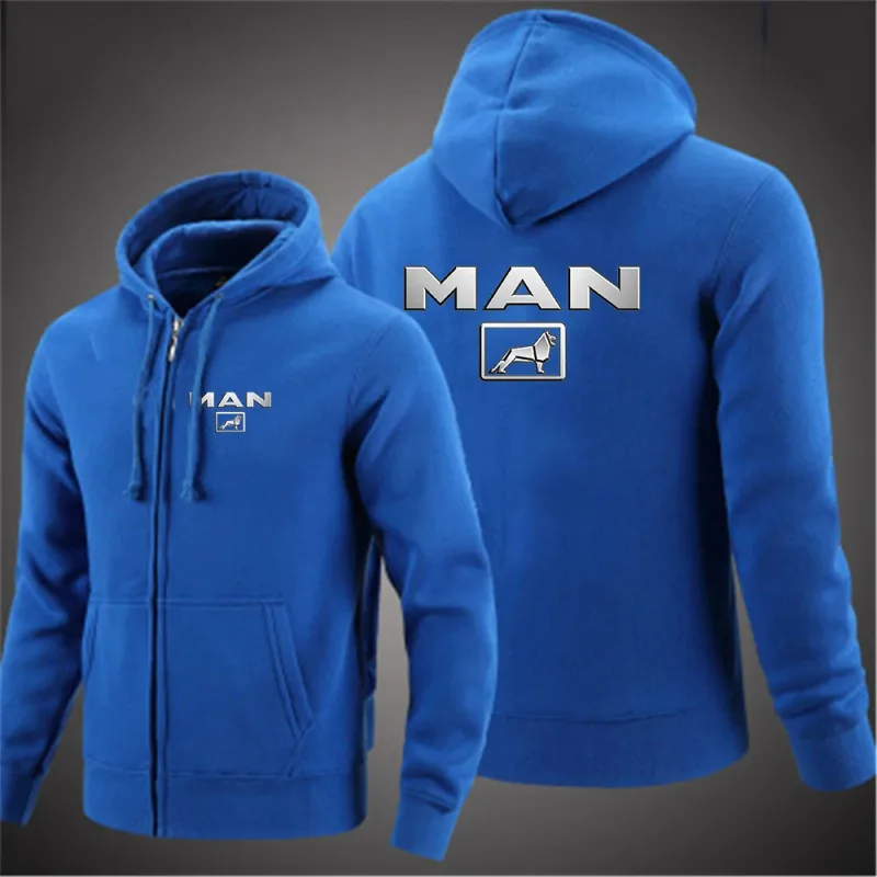 2025 Spring And Autumn Men's Truck man Logo Print Minimalist Style Daily Commute Hooded Coat Drawstring Zipper Hoodies Jacket — image 2