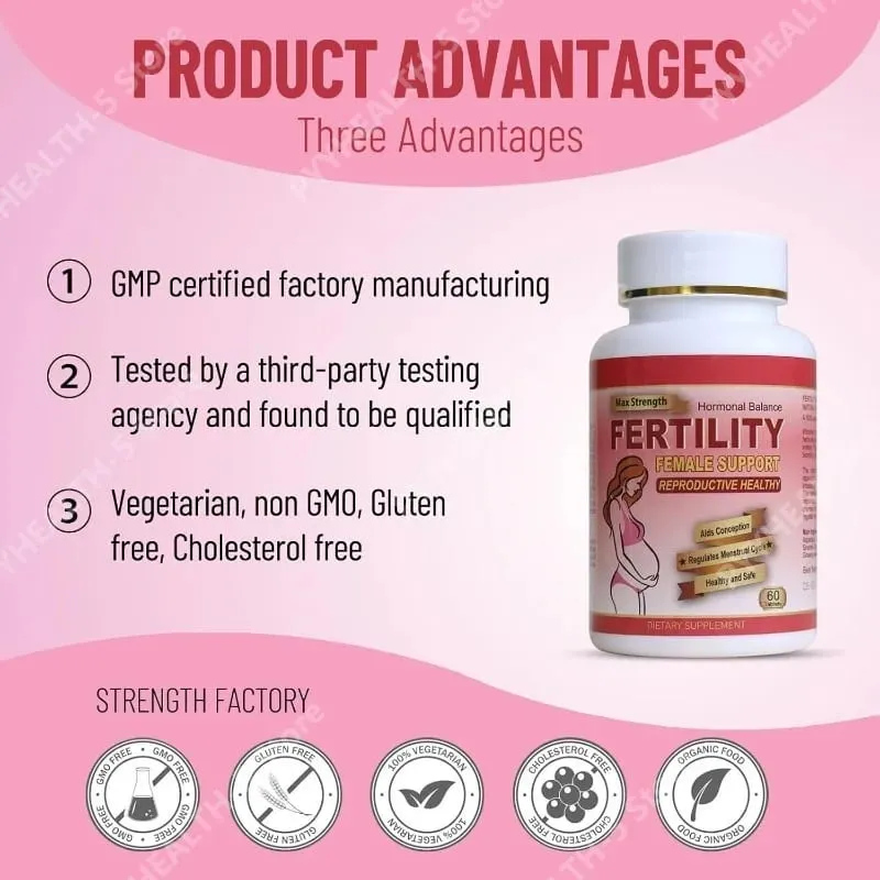 Fertility Tablets for Women Female Prenatal Vitamin Supplements Support Ovulation & Conception 60 Count Daily Routine — image 3