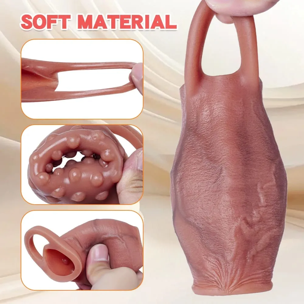 Enlarged and Thicken Cock Sleeve Lock Sperm Penis Ring Adult Men Sex Toy Soft Silicone Dick Sleeve Enlargement Male 18+ Sexy Toy — image 4