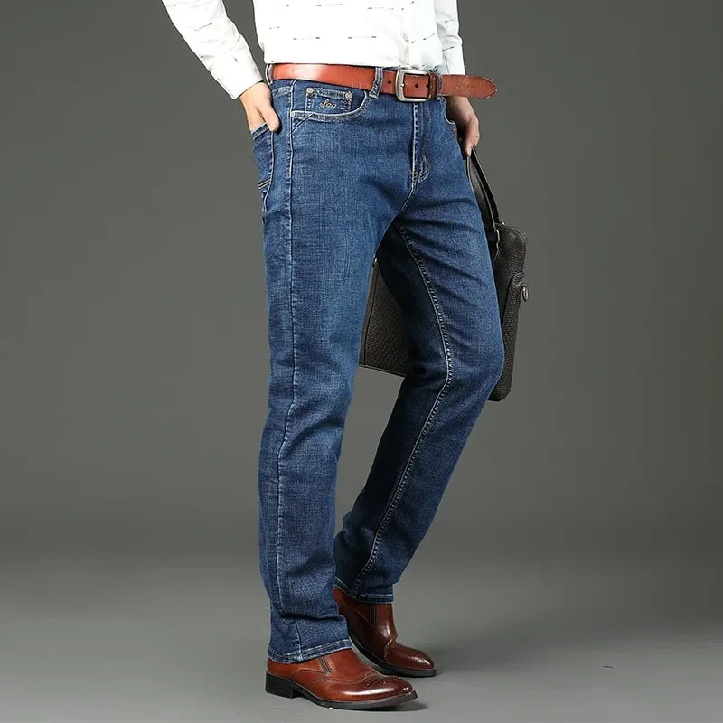 2026 Jeans da uomo di alta qualità di quattro stagioni delle migliori marche Business Casual Pantaloni jeans lavati a vita alta Pantaloni in denim — image 6