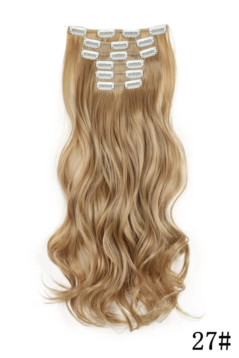 Black Hair Extensions 6pcs/set Women Long Straight Synthetic Full Head Clip 16Clips Ombre Heat Resistant Fiber Hair Kpop Cosplay