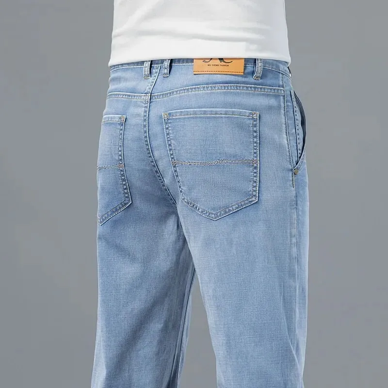 2026 New in Lyocell Fabric Summer Ultra-thin Men's Jeans Soft Drape Loose Straight Casual Denim Pants Street Wide Leg Trousers — image 7