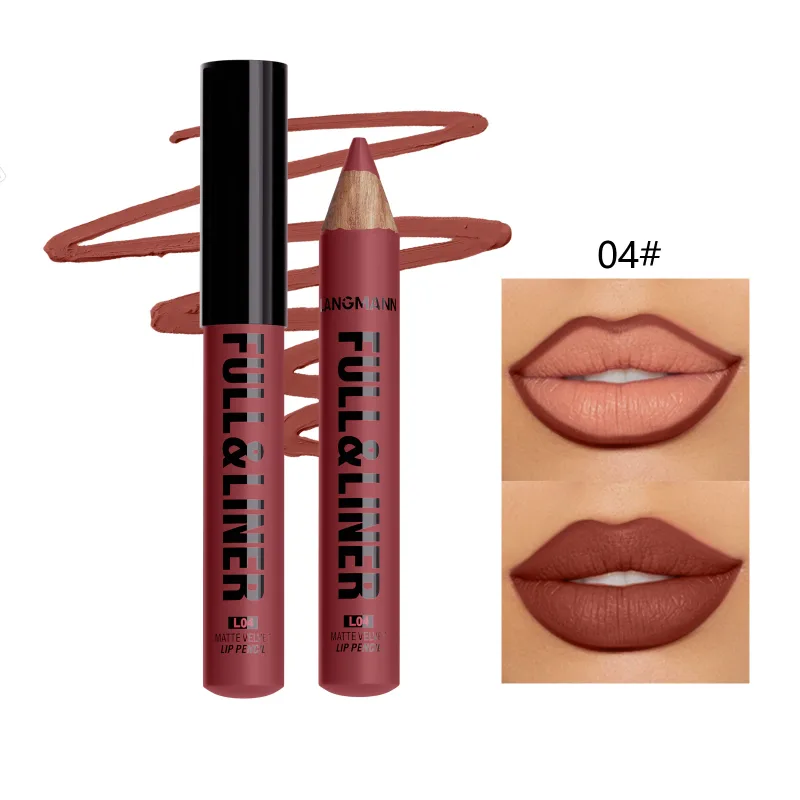 Matte Lip Liner Son Môi Bút Gỗ Có Thể Cắt Kẻ Viền Môi Lâu Dài Không Dính Vào Cốc Không phai màu
