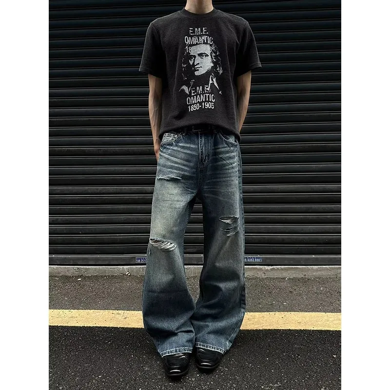Men's Jeans Man Pants Heavy Duty Washed Multi Pocket Carpenter Style Straight Loose Denim Trousers Casual Fit High Street — image 4