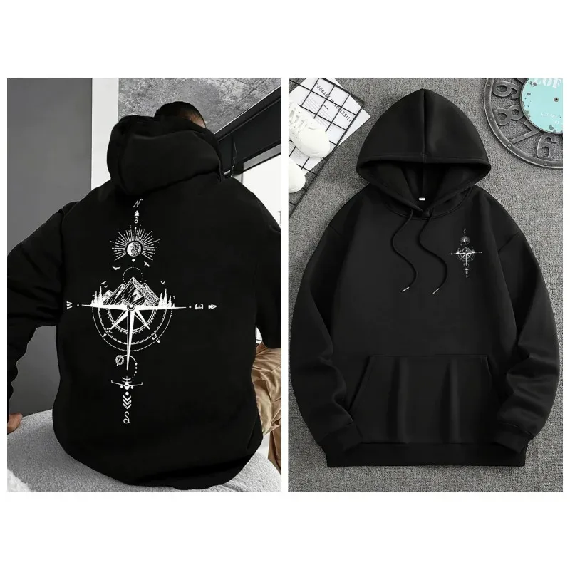 Men's Hoodies Long-sleeved Hooded Sweatshirts Compass Street Fashion Hoodie Harajuku Fashion Streetwear Classic Men Clothing — image 10