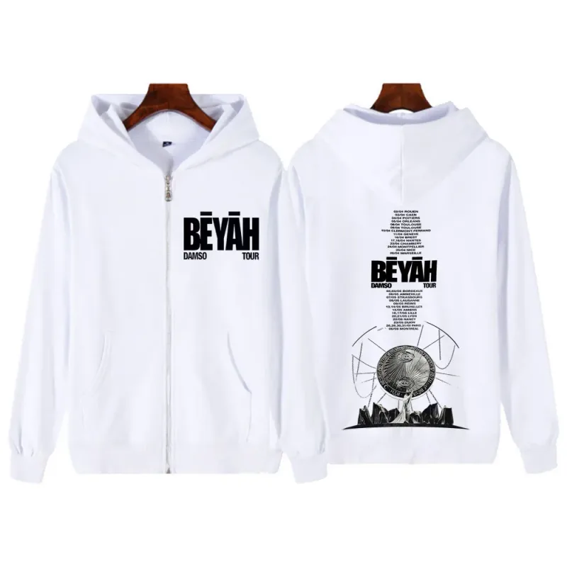 Singer Damso 2026 Tour Beyah Album Print Zip Up Hoodies Men Women Fashion Jacket Hip-Hop Gothic Punk Loose Zipper Sweatshirts