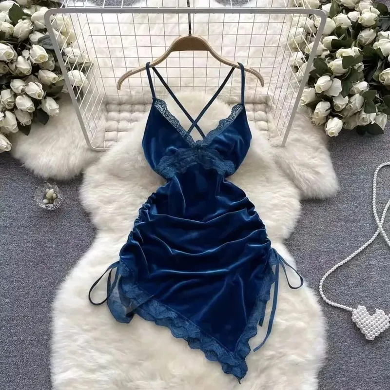 Woman Plus Size Sexy V-Neck Strap Dress Lace Trim Slim Short Dress Women Fashion Comfortable Dress Party Hotsweet — image 21