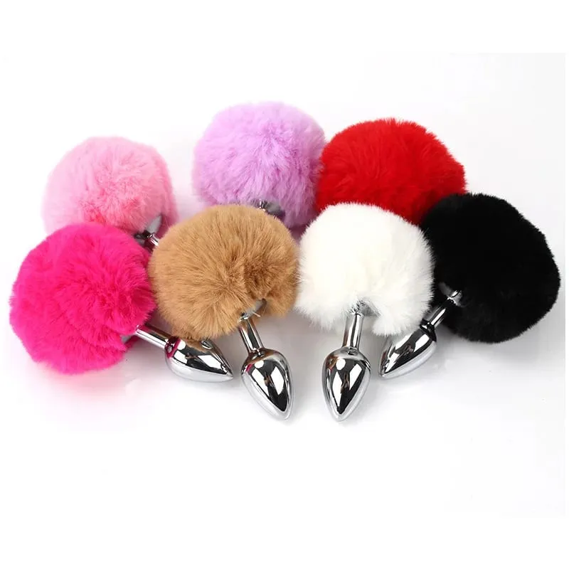 Metal Anal Plug with Rabbit Tail Bunny Tail Pet Role Play Adult Sex Toy for Women Men Couples Fetish Gear Accessories — image 2