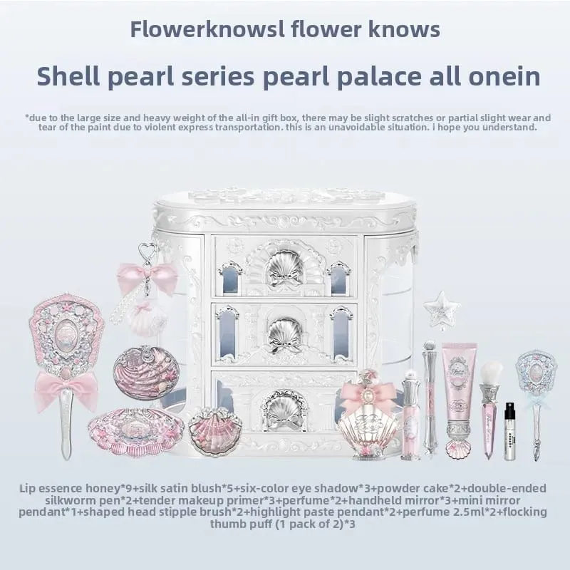 Flowerknows Shell's Jewel Collection All-in-One-Make-up-Set, Make-up-Set für Frauen, komplettes Set, Lidschatten, Lippentönung, Rouge, Parfümbox