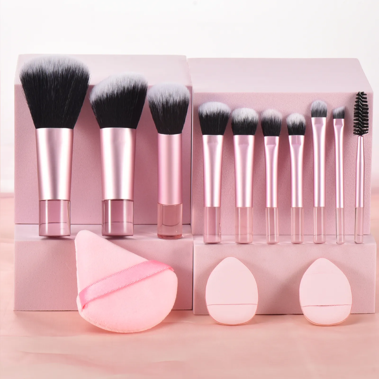 10 Pembe Mini Makyaj Fırçası Seyahat Taşınabilir Makyaj Aracı Makyaj Puf - Palmiye Fırçası Profesyonel Makyaj Aracı Seti — image 2