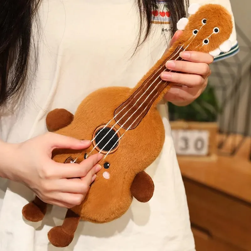 New Musical Instrument Doll Piano Pipa Pillow Cushion Brown Guitar Drum Plush Toy Cute Kawaii Birthday Gift Children Home Decor