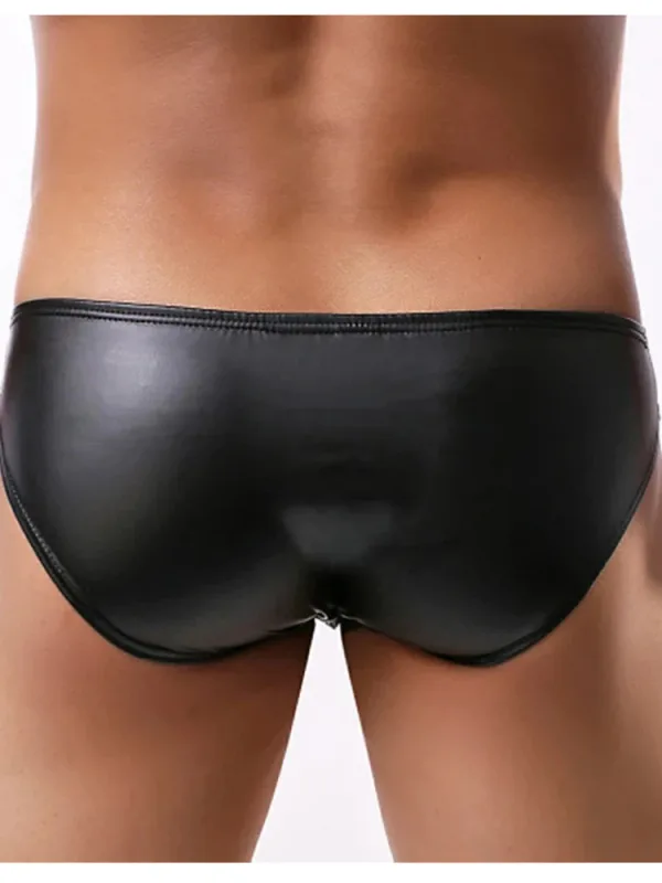 New PU Faux Leather Mens Bikini Briefs Trunks Slips Tights Hot Sexy Underwear Jockstrap Calzoncillos Ropa Panties Tanga Thong — image 3