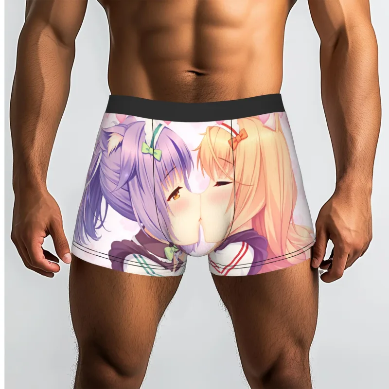 أنيمي N-Nekopara الشوكولاته الفانيليا الملابس الداخلية الرجال المطبوعة لعبة سراويل داخلية للرجال السراويل سراويل داخلية لينة