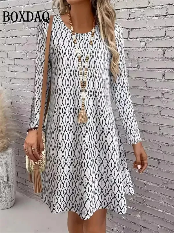 Women's Clothing Autumn Women Retro Flowers Dress Summer Vintage Causal Fashion Long Sleeve Floral 3D Printed Loose Dresses 2025 — image 3