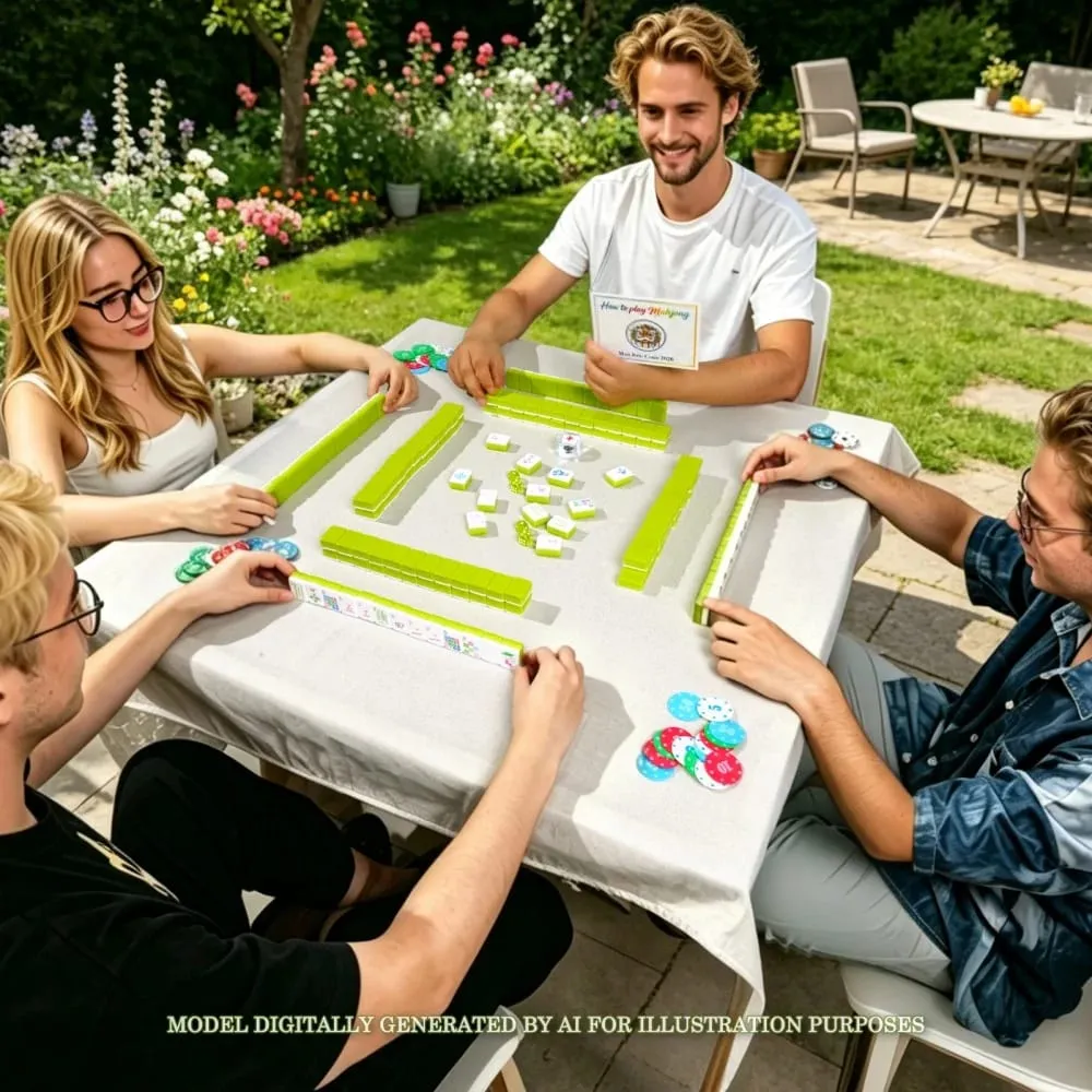 4-Layer Acrylic American Mahjong Set Luxury Engraved Mahjong Tiles Light Green Travel Mah Jongg Sets for Adult Party Board Games — image 4