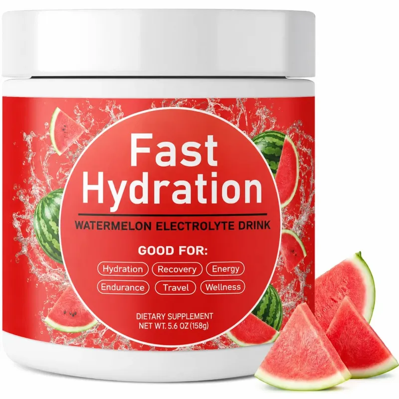 Watermelon Electrolyte Drink Powder with Sodium Potassium Magnesium Calcium Vitamin C B12 30 Servings Daily Hydration Support