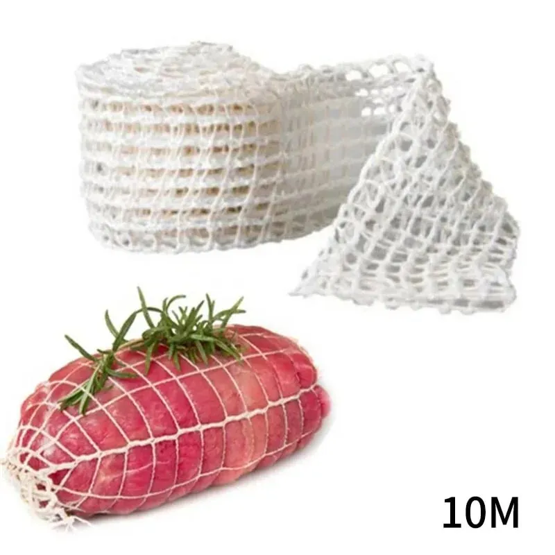 3/5/10/50 Meters Cotton Meat Net Elastic Smoked Meat Poultry Ham Netting Butcher 16 Holes Woven Packaging Net Cooking Tools