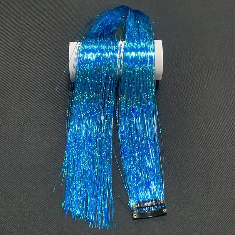 24Inch Synthetic Hair Tinsel Clip In Glitter Tinsel Hair Extensions Clip In Sparkle Hair Accessories for Girls Women — image 14