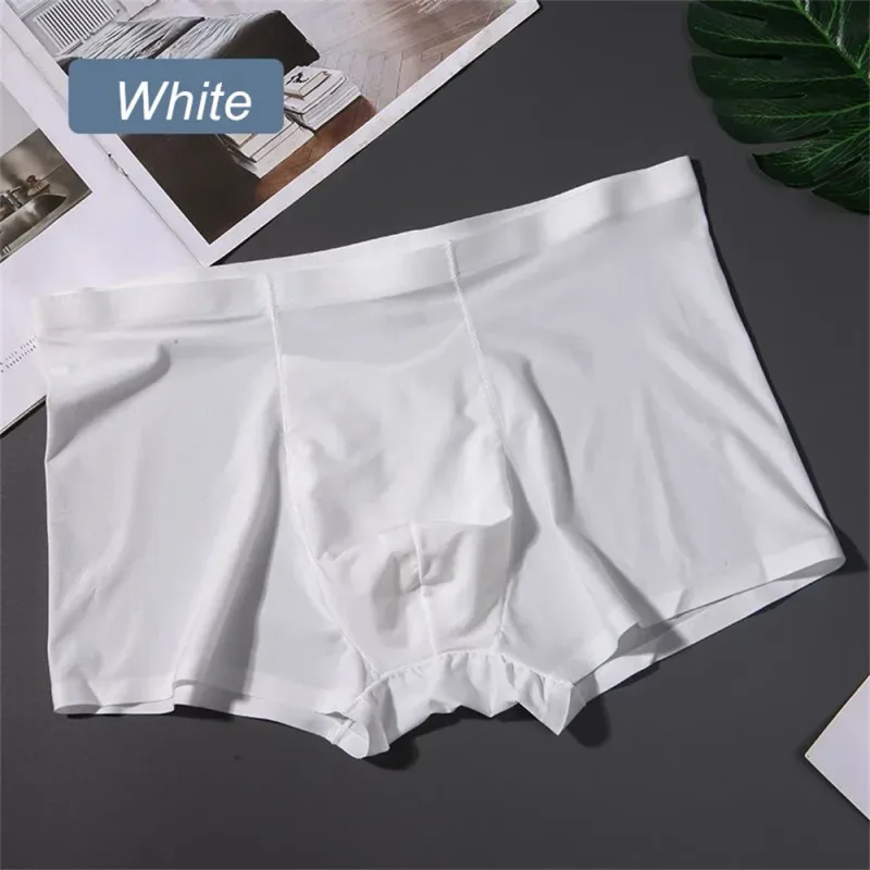 3 pièces de haute qualité hommes sous-vêtements en soie glacée été mince respirant sans couture culottes Sexy hommes caleçons grande taille — image 6