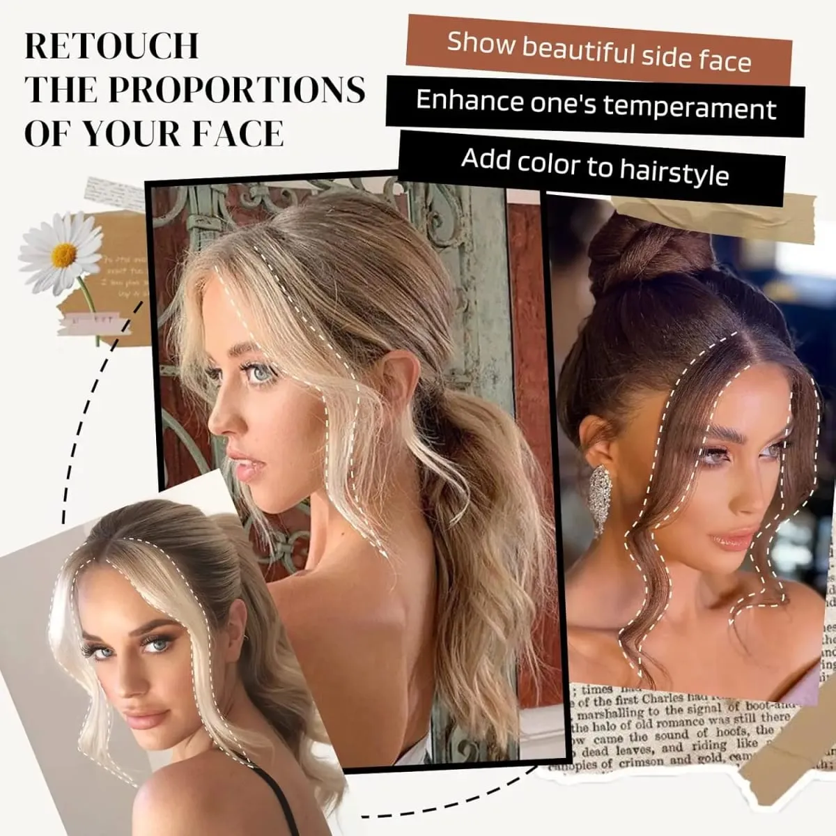 Curly Wavy Clip-in Synthetic Hair Extensions More Colorful Hair Accessories for Women，ins Hair Extension Clip