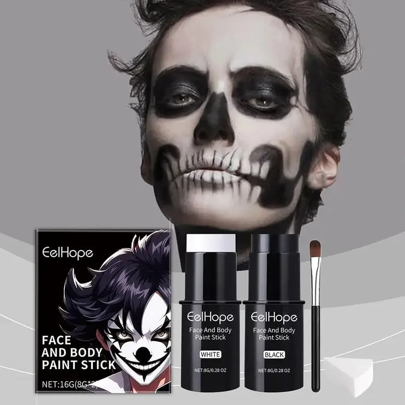 Cover Foundation Clown Färgglad Långvarig Vattentät Halloween Festlig Makeup Tillbehör Set Svart Vit Face Body Paint Kit — image 4