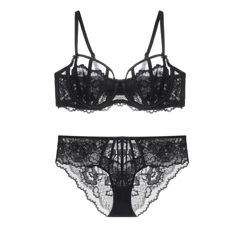Sexy French Lace Push Up Bra Set Women Bunny Ears Lingerie Demi Cup Half Bra Lightweight Underwear Summer 32-38AB lingerie set — image 8
